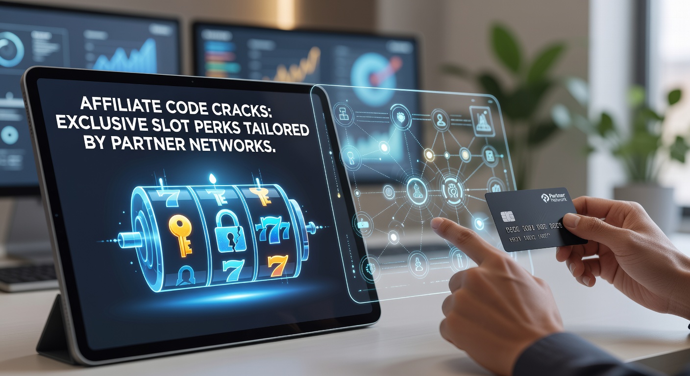 Digital graphic showing locked codes unlocking slot machine bonuses with affiliate network logos in the background