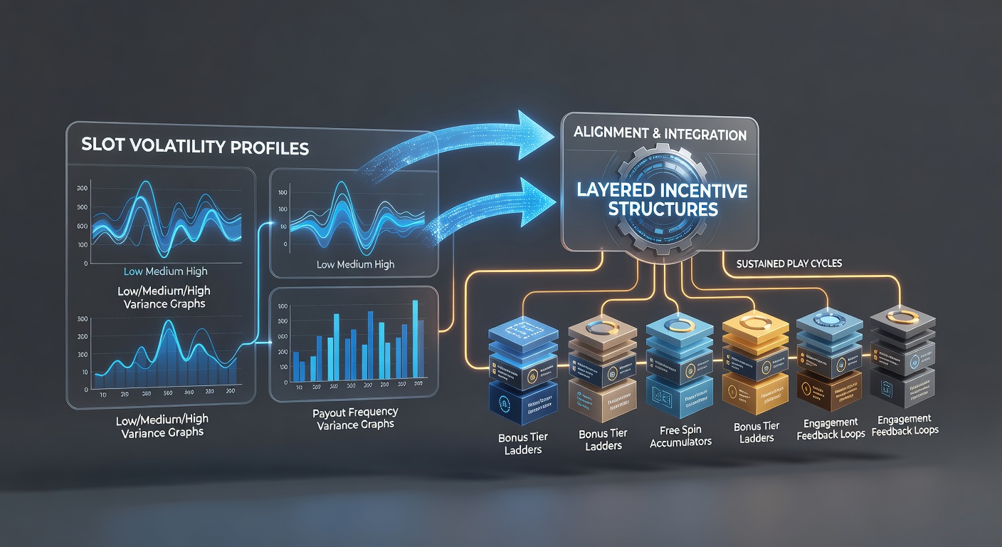 Diagram showing how incentive layers connect to different volatility levels across player sessions