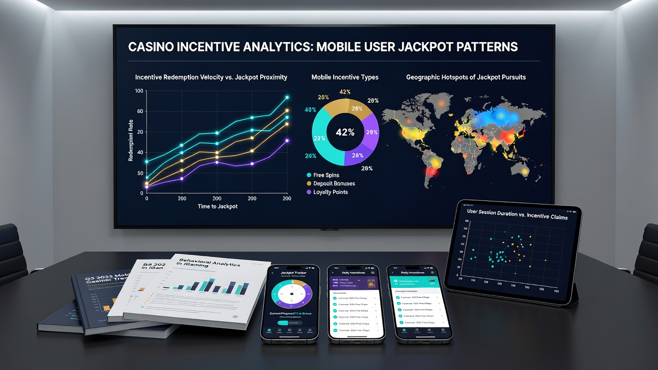 Data visualizations showing mobile incentive redemption trends and jackpot pursuit statistics