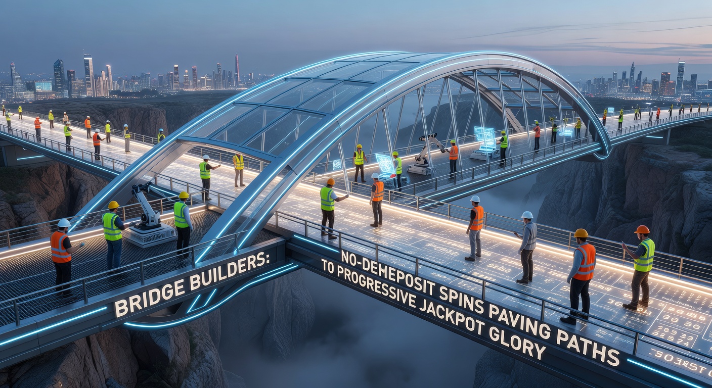 Vibrant slot reels spinning towards a glowing progressive jackpot meter, symbolizing no-deposit spins as gateways to big wins