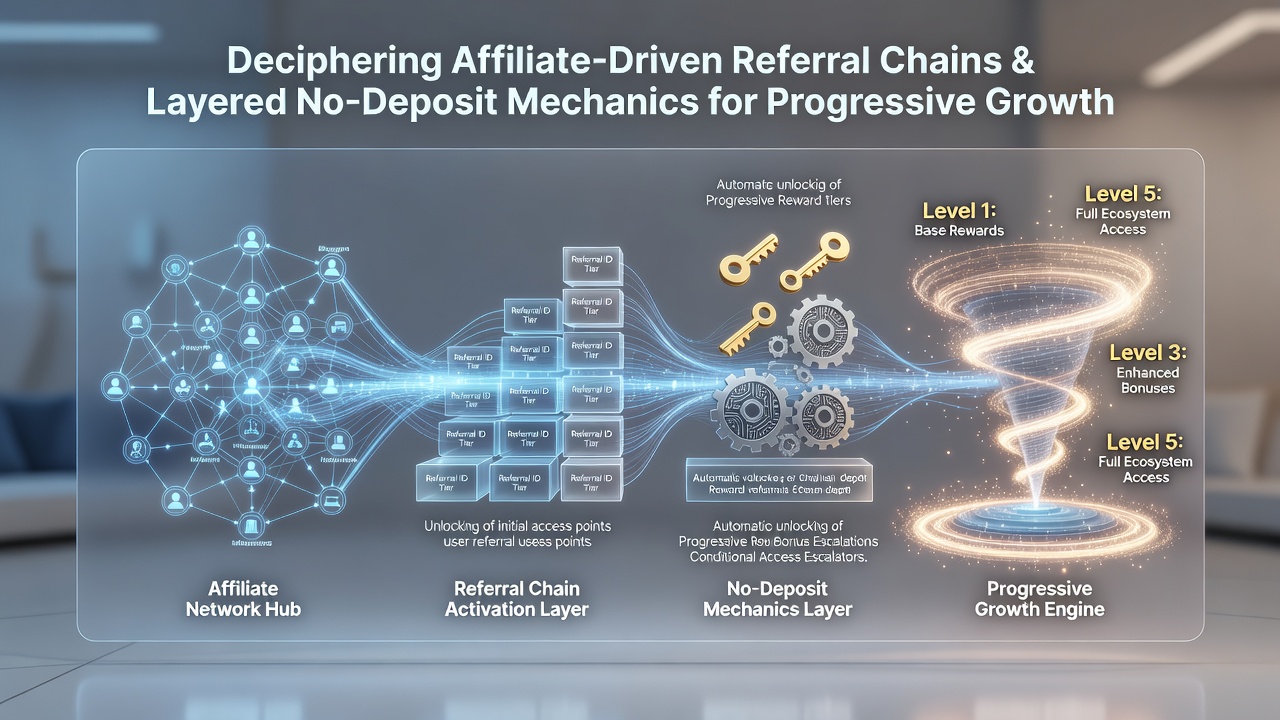 Mobile interface screenshot illustrating layered no-deposit bonuses leading to progressive jackpot selection on a UK-regulated app