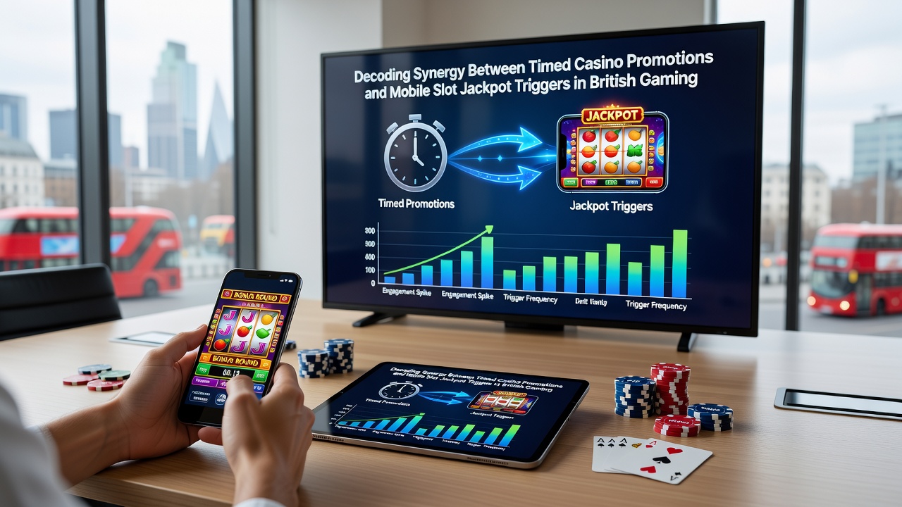 Analytics dashboard displaying correlation between timed bonuses and jackpot trigger events in mobile slot data