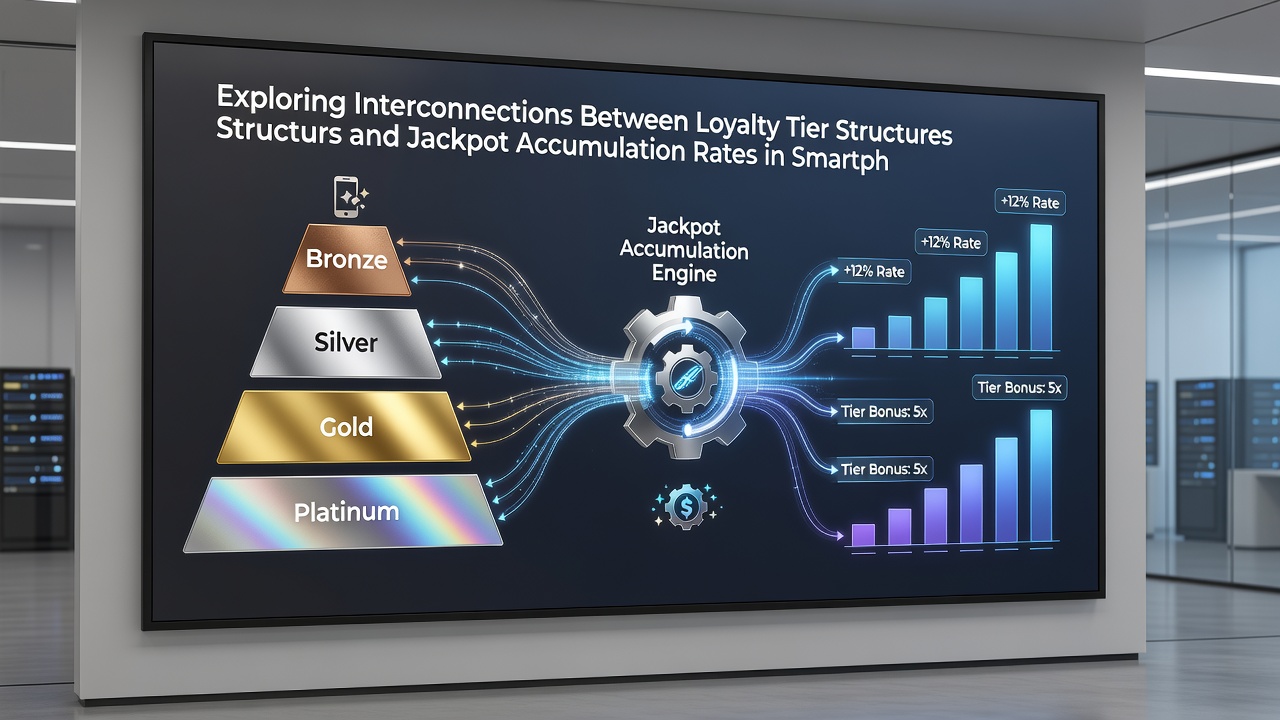 Analytics dashboard showing loyalty tier distribution alongside jackpot accumulation trends in a mobile casino application
