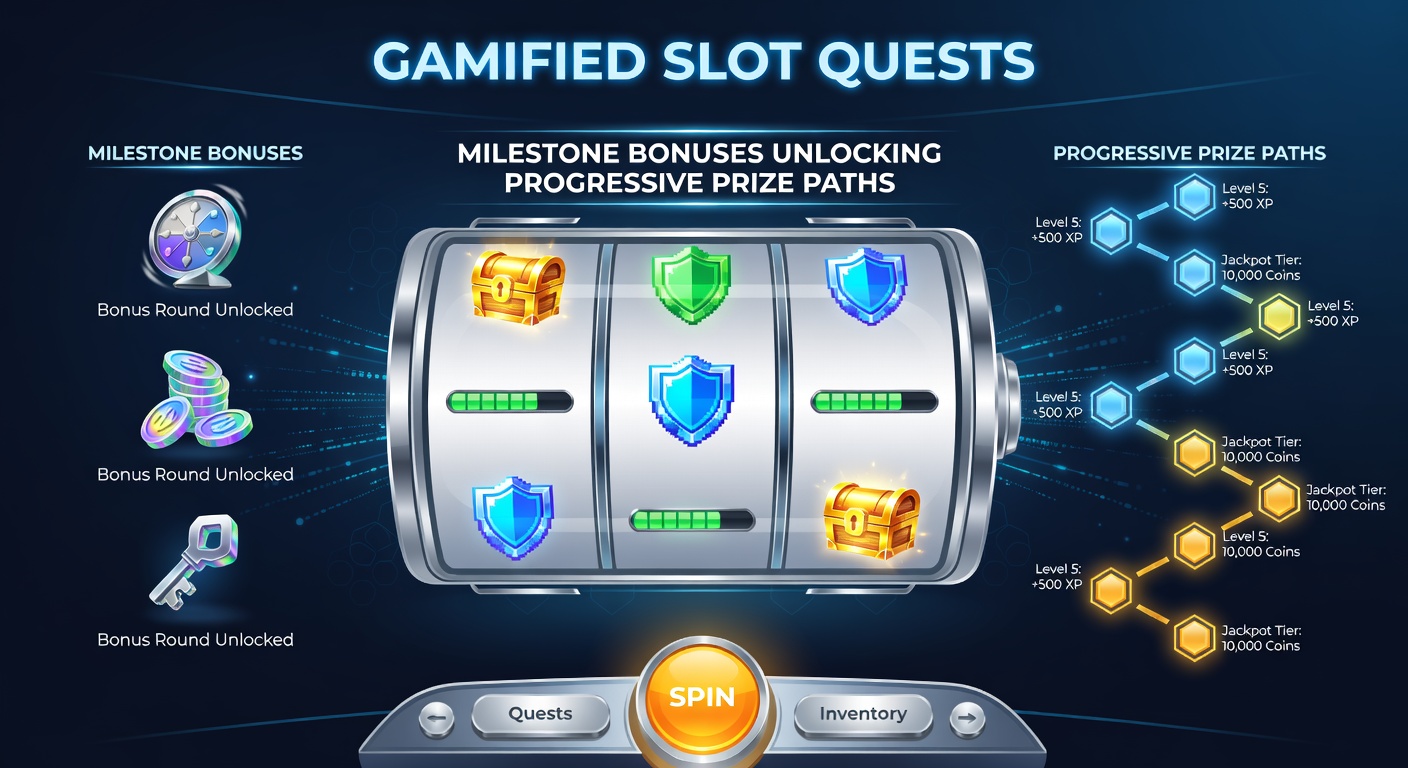 Dynamic screenshot of a slot quest interface displaying milestone progress bar nearing a progressive jackpot unlock