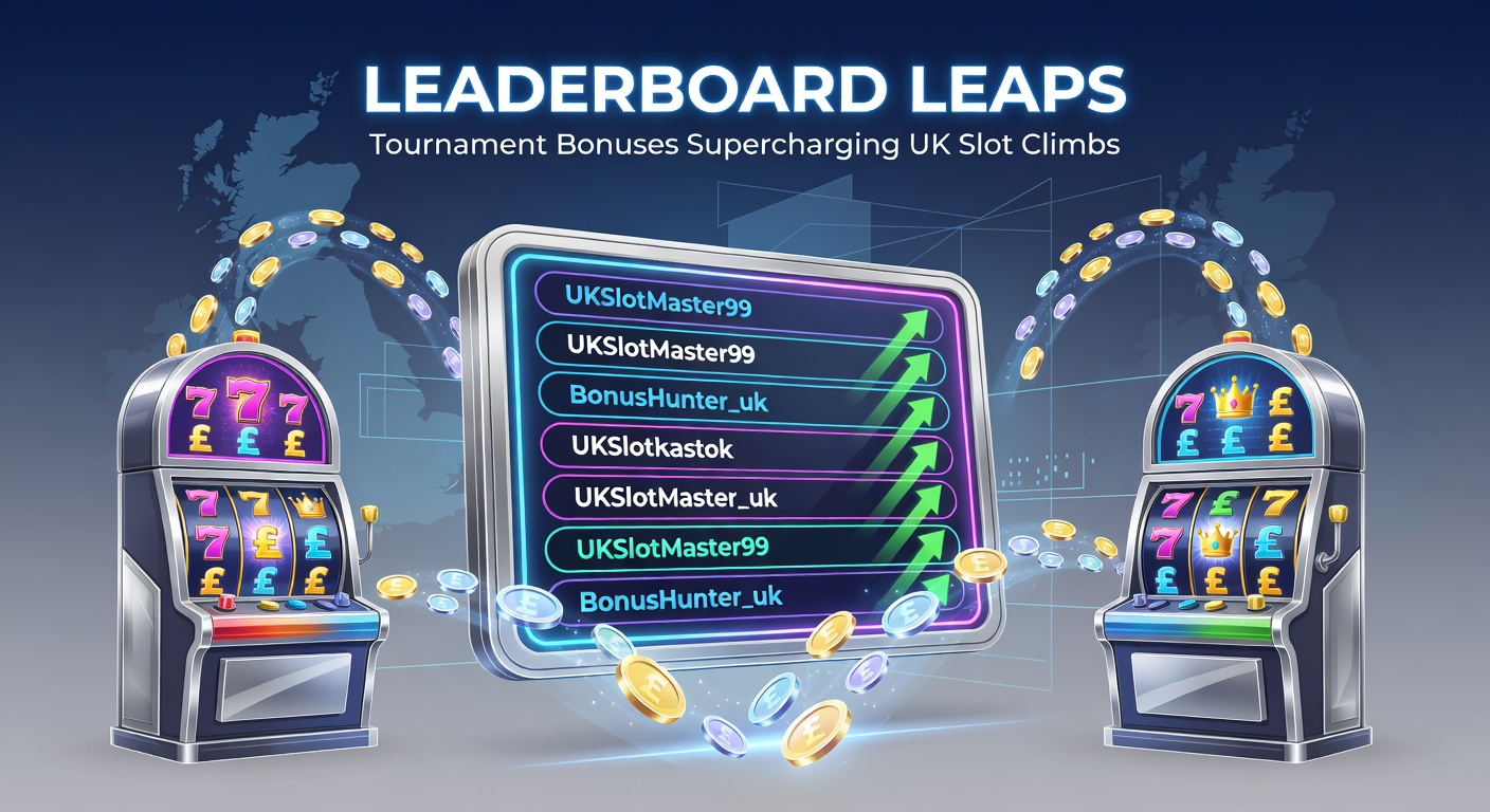 Close-up of a mobile slot tournament interface with glowing bonus icons, leaderboard rankings, and a player leaping up positions toward the top prize