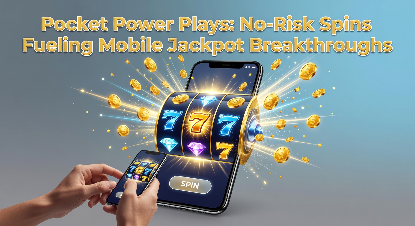 Mobile phone screen displaying a slot game with free spins and jackpot symbols lighting up during a no-risk play session