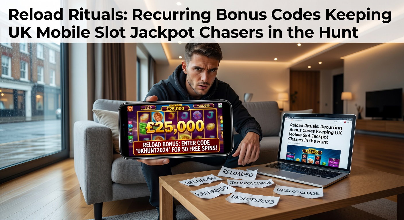 UK mobile slot players tapping reload bonus codes on their phones amid flashing jackpot reels