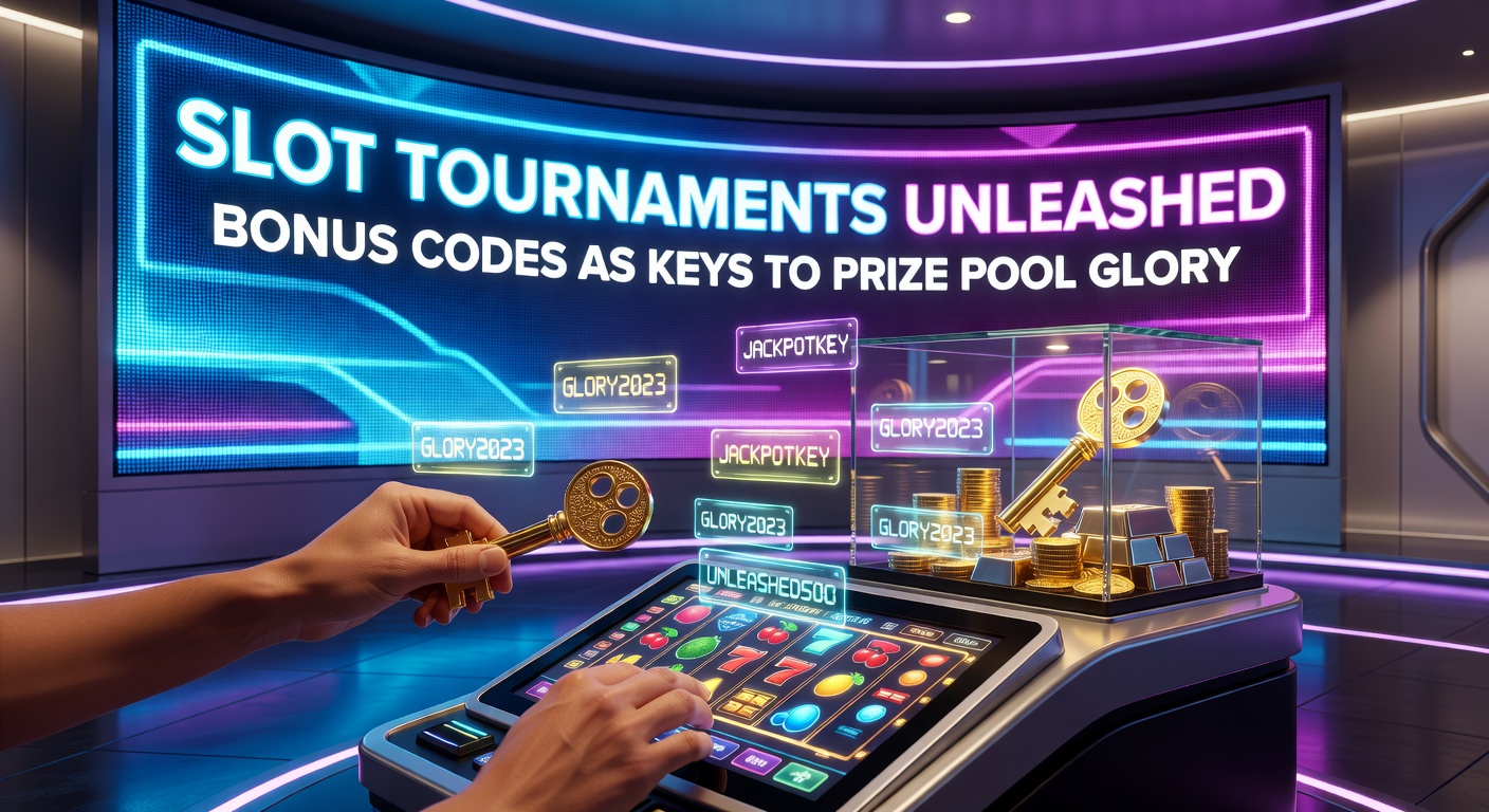 Vibrant slot tournament leaderboard showing players climbing prize pools with bonus code entries glowing on screen