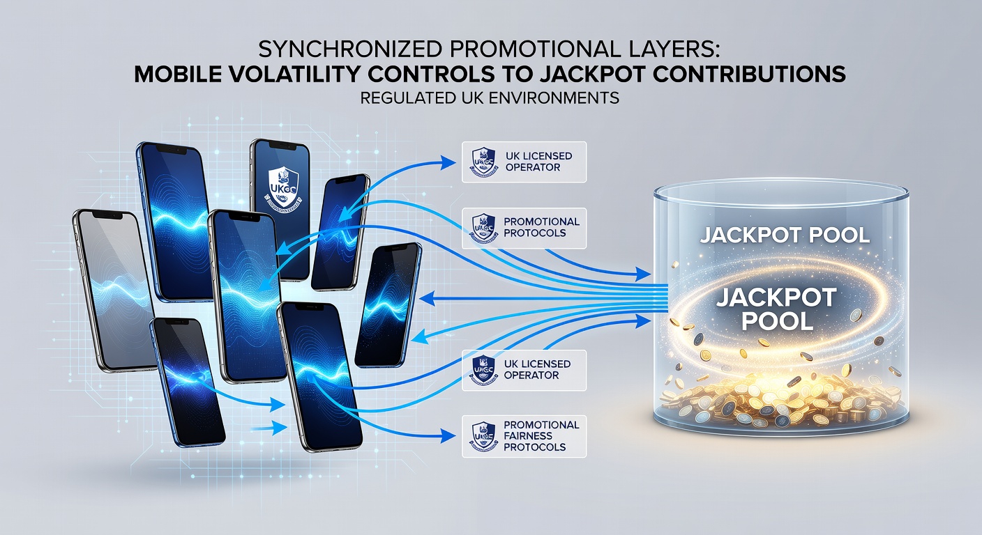 Mobile slot game interface displaying volatility adjustment sliders synced with progressive jackpot contribution meters