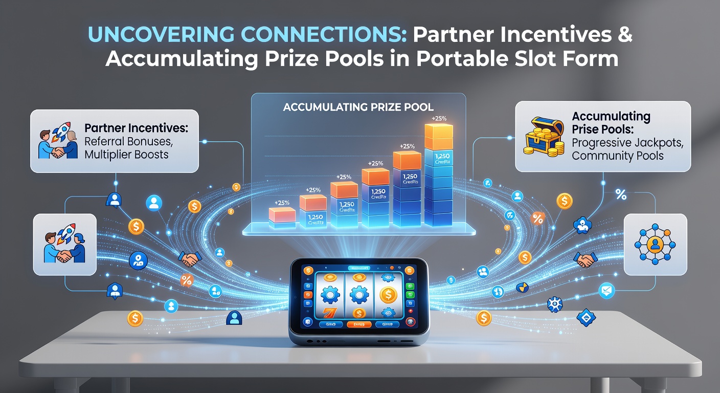 Infographic illustrating the flow from affiliate referral through mobile spins to growing prize pool totals in portable slot formats
